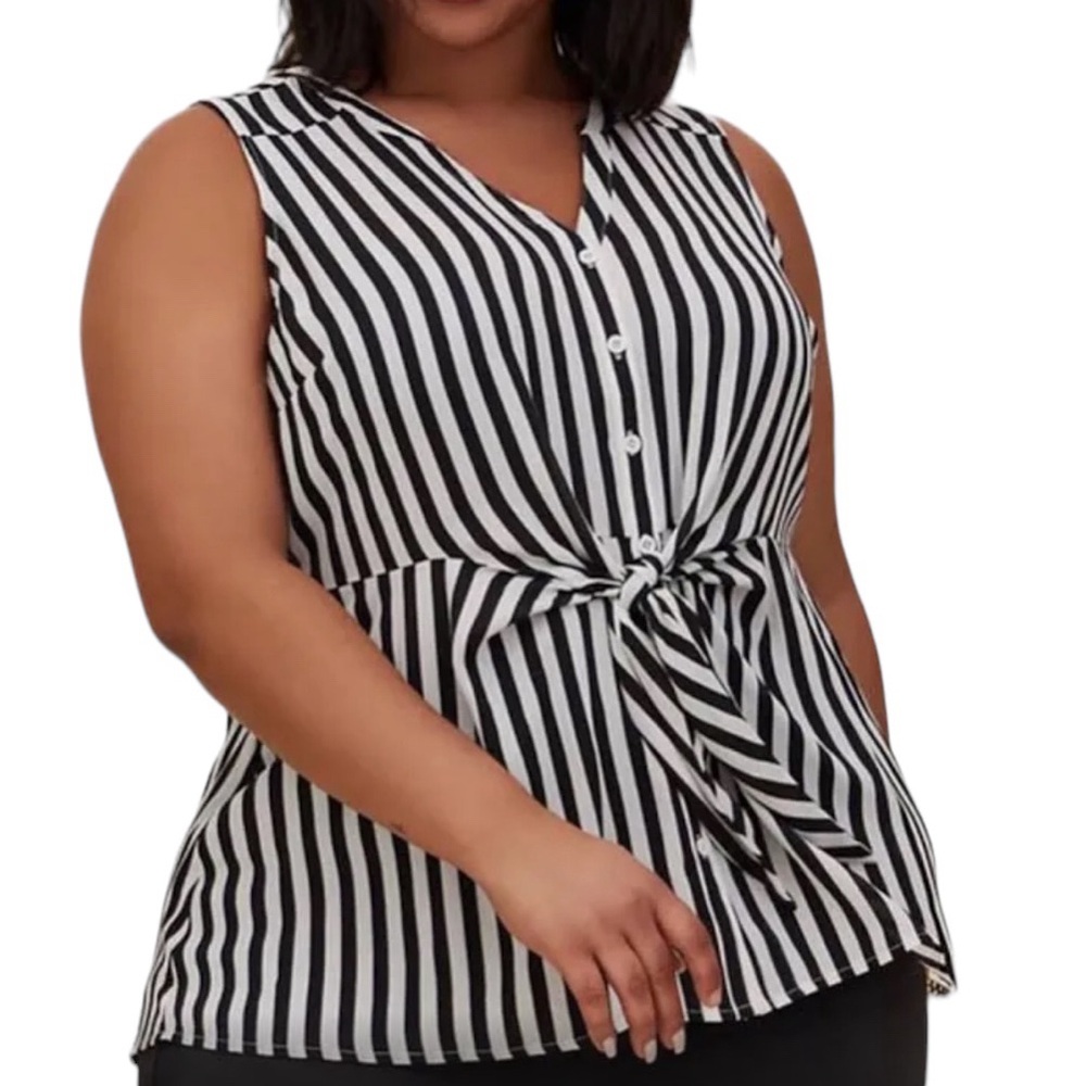 Torrid Black and White Striped Blouse